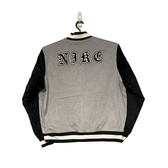 NEW! Nike Men's Swoosh High Corduroy Bomber Jacket Wolf Grey Black Size Large - Picture 5 of 11